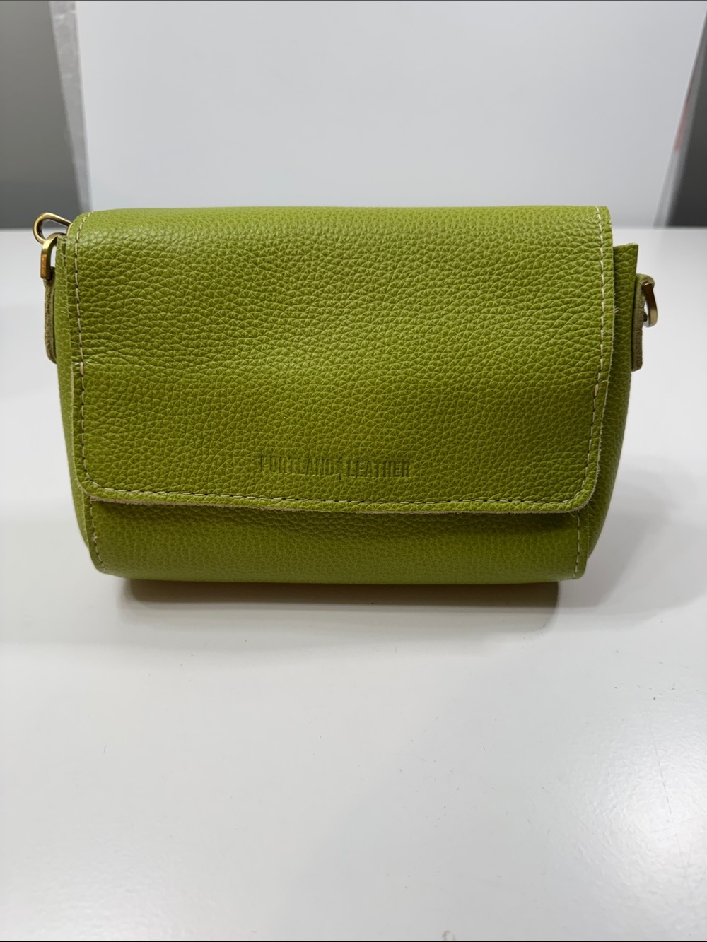 Portland Leather Lime Green Pebbled Crossbody Bag